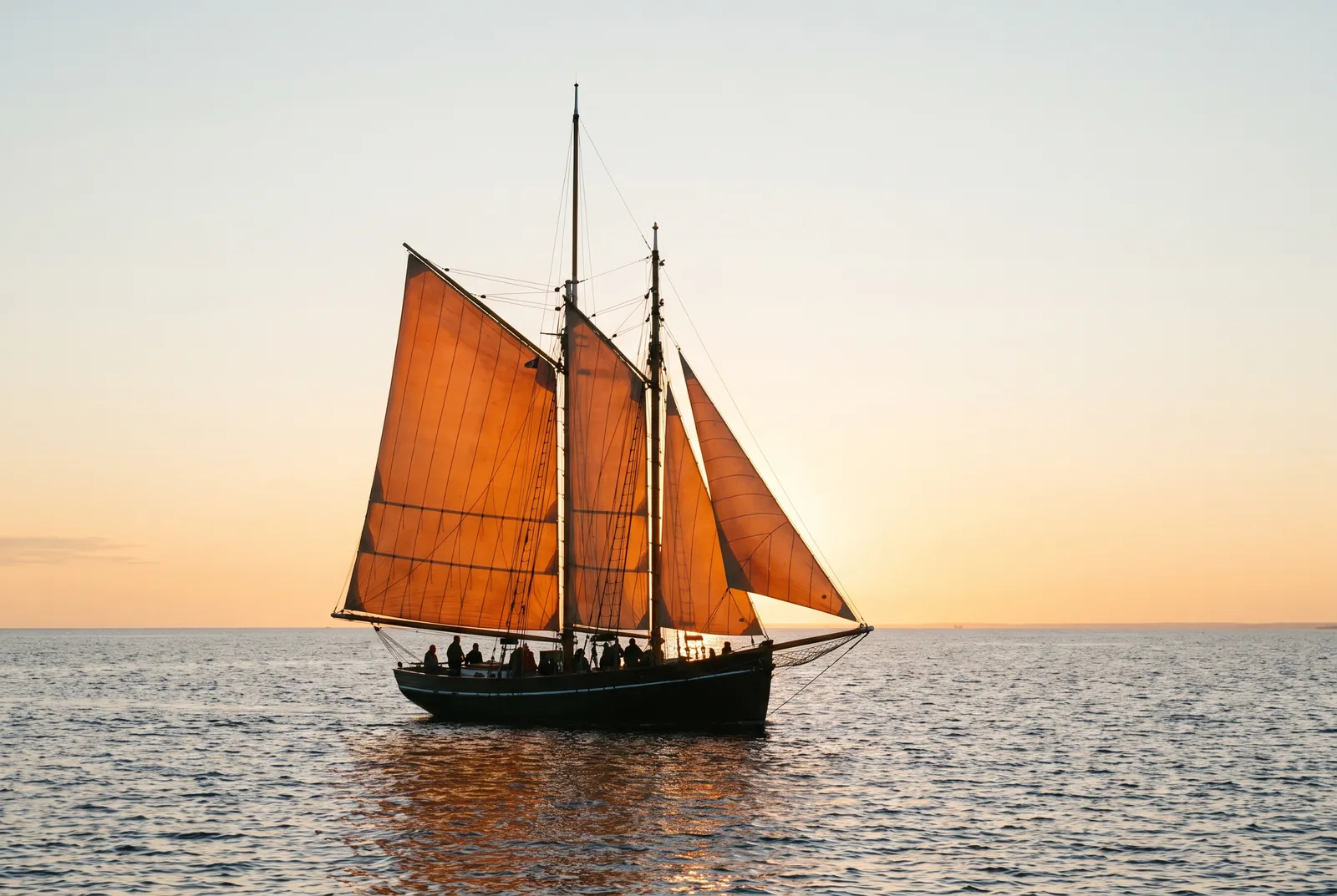Segelschiff im Sonnenuntergang auf der Ostsee
