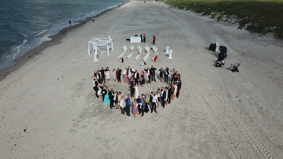 Strandhochzeit von oben
