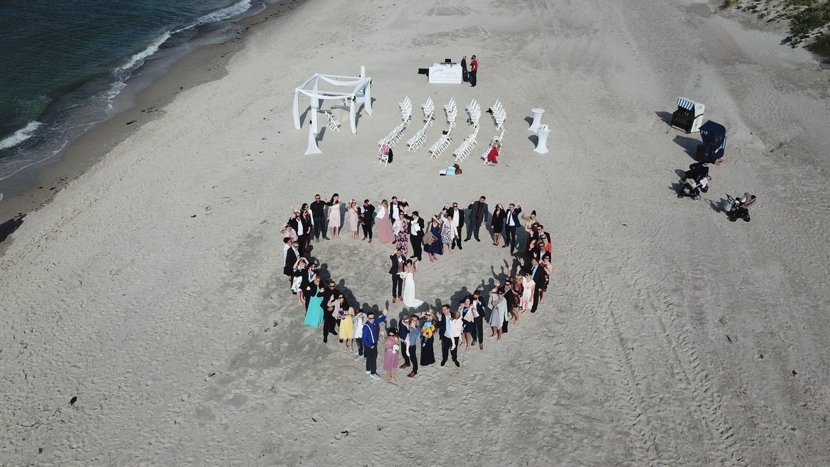 Strandhochzeit Luftaufnahme